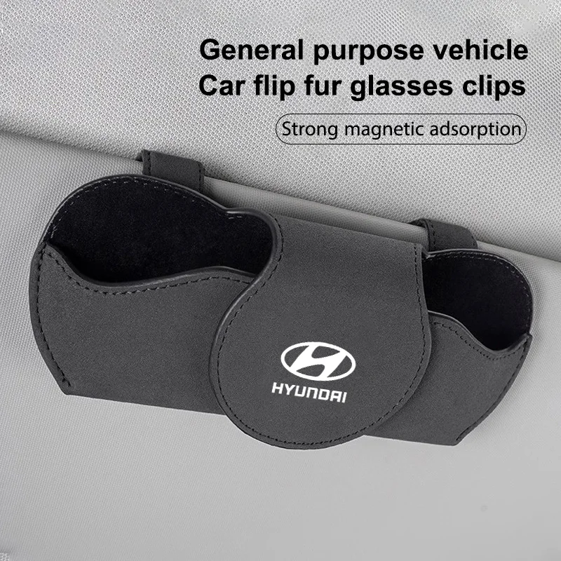 Car Sun Visor Storage Organizer Sun Glasses Holder Accessorie For Hyundai I10 IONIQ Nexo Elantra Sonata Grandeur Tucson Santa Fe