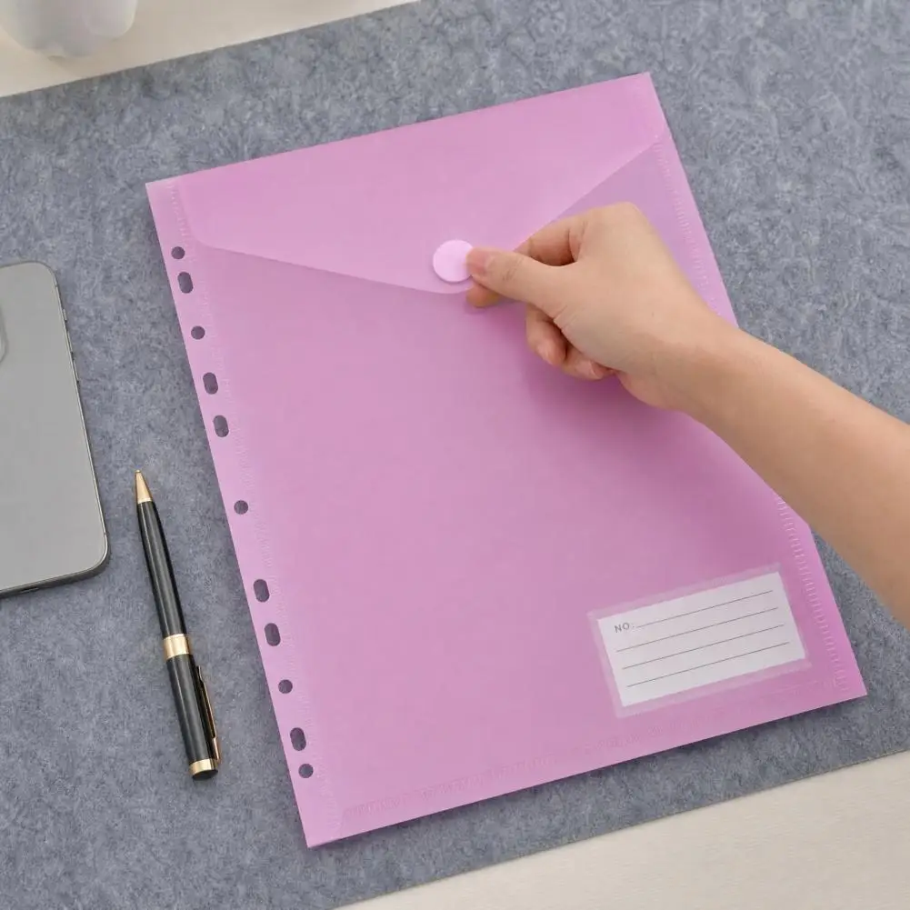 Document Storage Folder Poly Envelope Binders with Hook Loop Closure Plastic Document File Folders with Label Pocket for A4