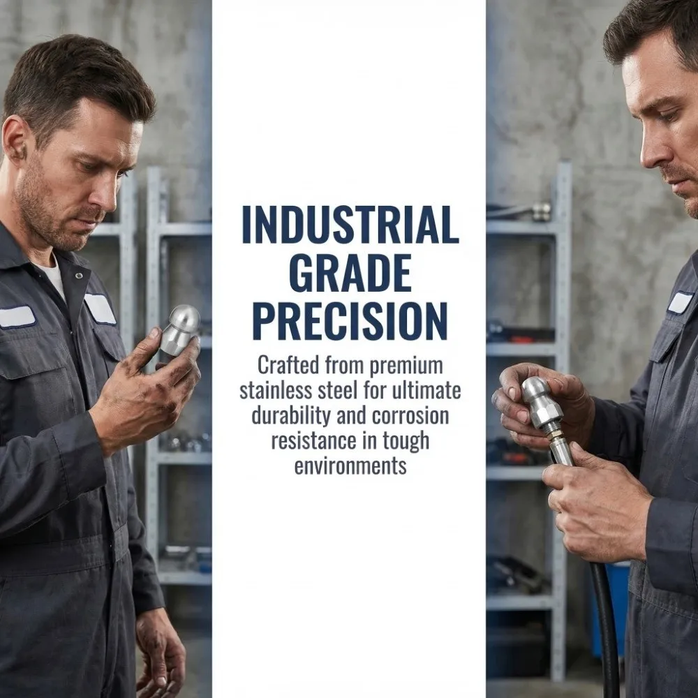 

Stainless Steel Pipe Nozzle 1 Front 3 Rear High Pressure Drain Cleaner 3/8 Inch Female Thread Spray Head Drain Dredge