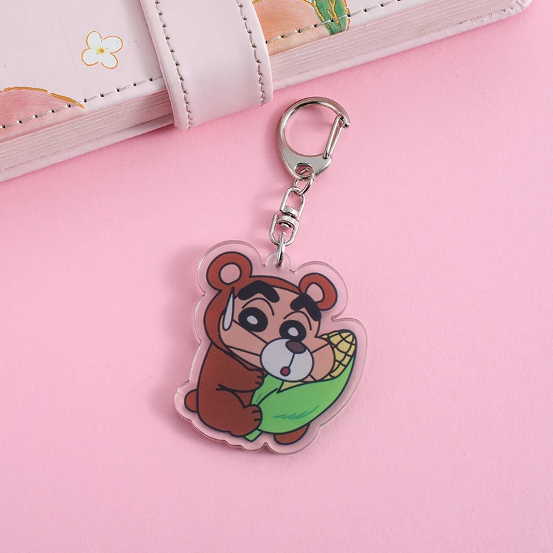 Crayon Shinchan Anime Lilo and Stitch Pendant Keychains Holder Car Key Chain Key Ring Mobile Phone Bag Hanging Jewelry Gifts