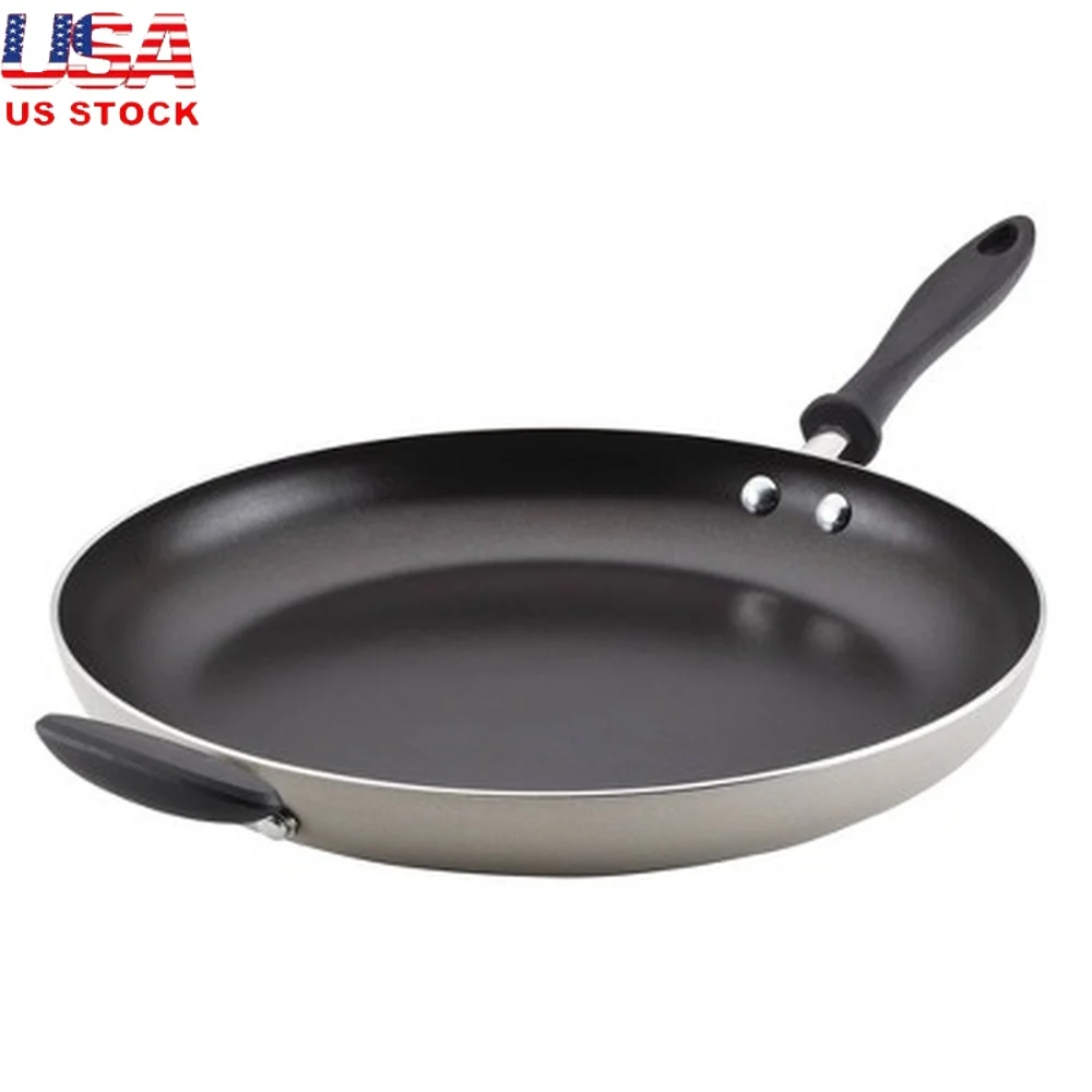 

14 Inch Nonstick Aluminum Frying Pan Dishwasher Oven Safe Skillet with Double Riveted Helper Handle Easy Cooking