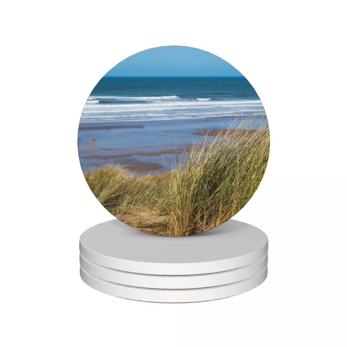 

Croyde Bay beach in North Devon Ceramic Coasters (Set of 4) tile cup holder set for drinks plate Coasters