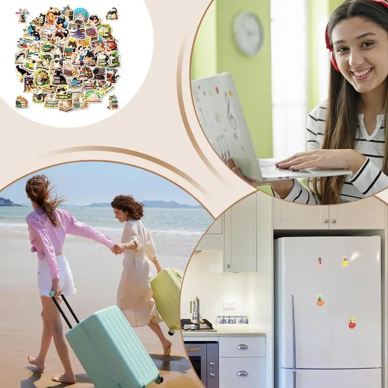 สติกเกอร์น่ารักการ์ตูน 50X สติกเกอร์สัตว์สําหรับเด็กตกแต่งสัตว์ Decal อุปกรณ์เสริมสําหรับแล็ปท็อป Cat Stuff ขวดน้ํา