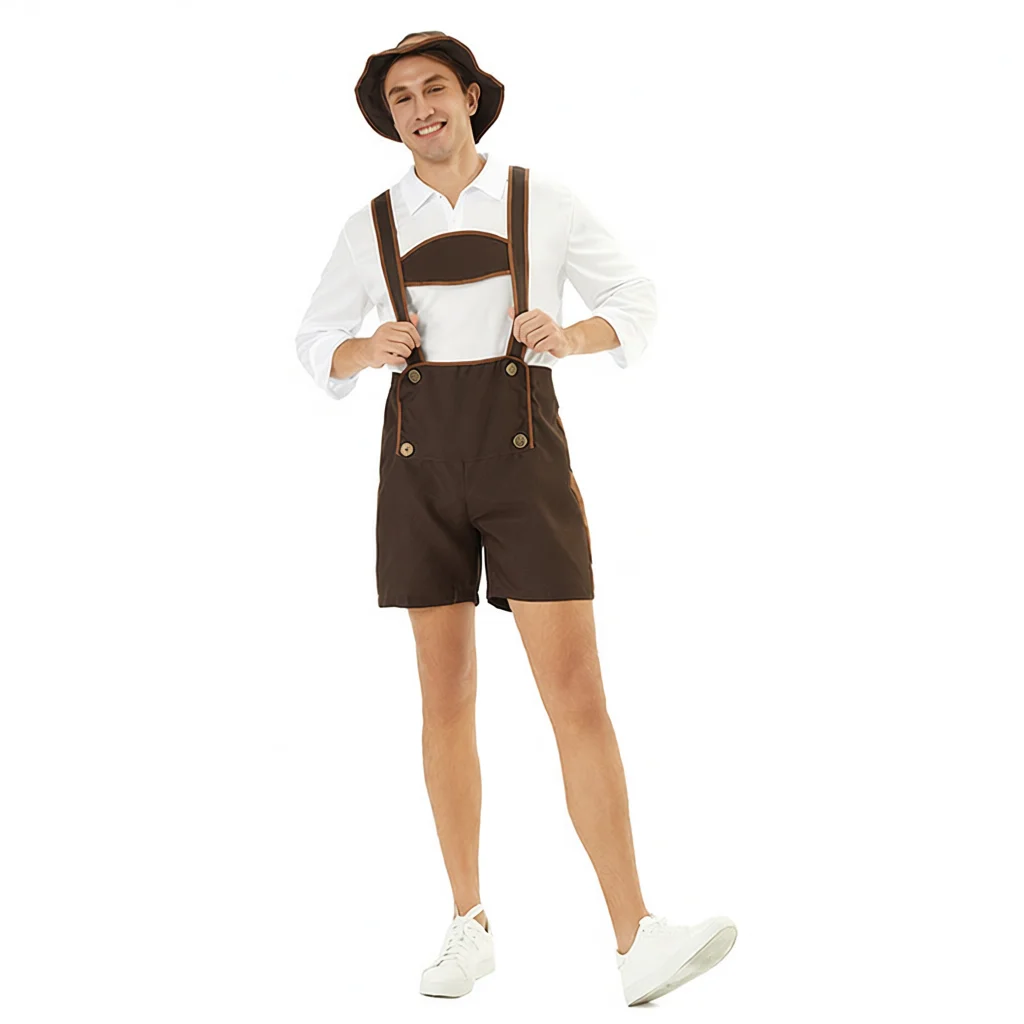 

Munich Beer Festival Bavarian Men's Beer Costume Halloween Size Split Uniform Traditional German Costume Oktoberfest Outfit