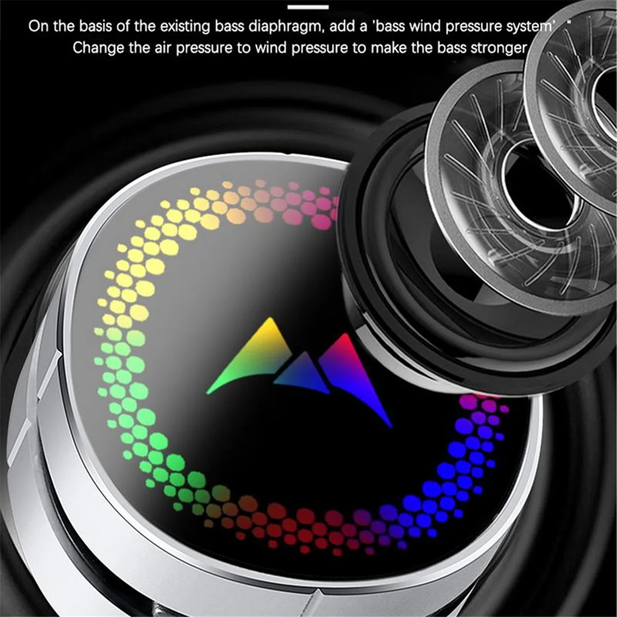 Altavoz de conducción ósea, Mini altavoz estéreo inalámbrico TWS, portátil, LED, luz colorida, conducción ósea, negro