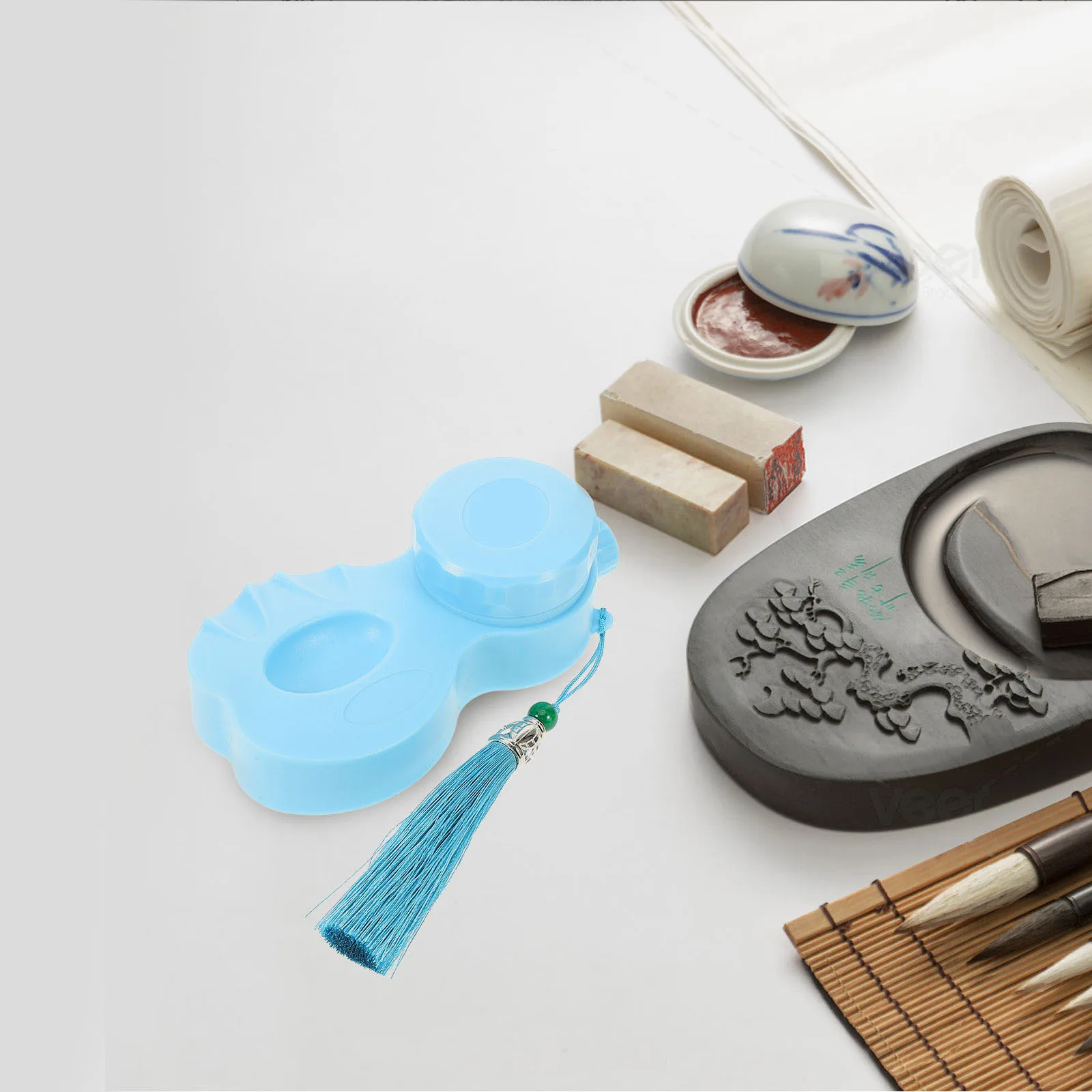 

Portable Calligraphy Inkslab Plastic Covered Inkstone For Drawing Writing Grinding Travel Watercolor Palette Chinese