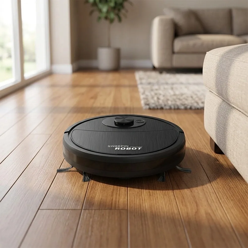 USB Charging Robot Vacuum Cleaner Black Robot Vacuum Cleaner Sweeping Suction Mopping Bilateral Side Brushes For Home Floor