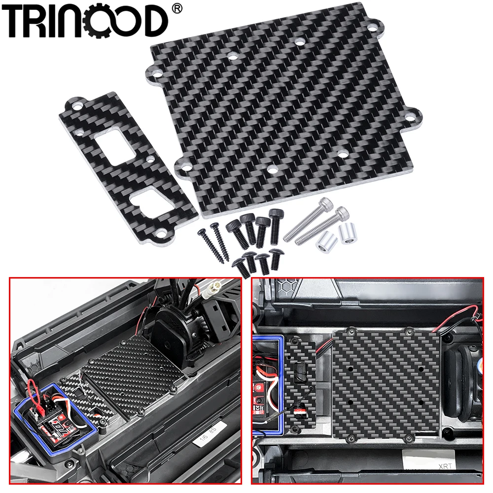 TRINOOD Carbon Fiber ESC Mount Plate for 1/6 T-raxxas XRT 8S MAX6 RC Truck Buggy Upgrade Parts