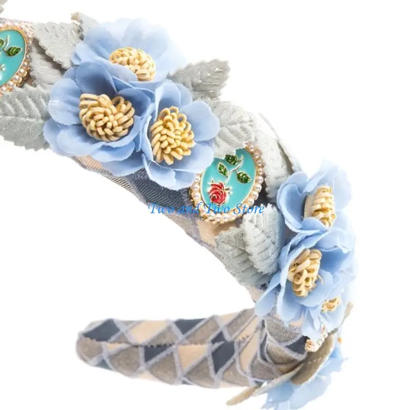 

HX6F Girl Flower Headband for Pastoral Model Show Realistic Flower Headband