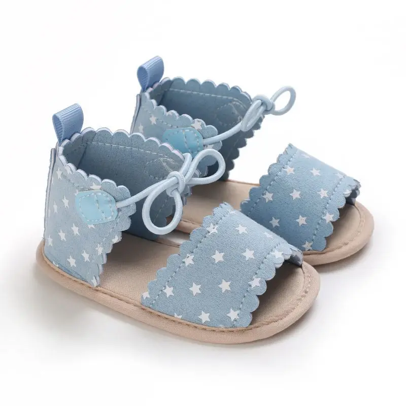 Baby Girls Sandals Anti-Slip Soft Sole Infant Summer Beach Sandals Cute Star Print Shoes Toddler Prewalkers 0-18M