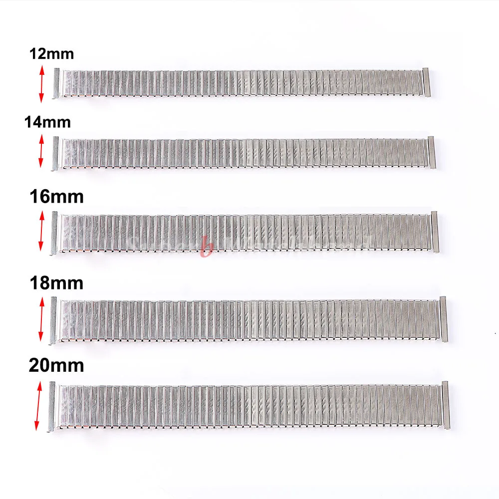 12 14 16 مللي متر 18 مللي متر 20 مللي متر حزام الساعات المرن الفولاذ المقاوم للصدأ قابل للتعديل حزام ساعة اليد الرجال النساء تمتد توسيع معصمه اكسسوارات