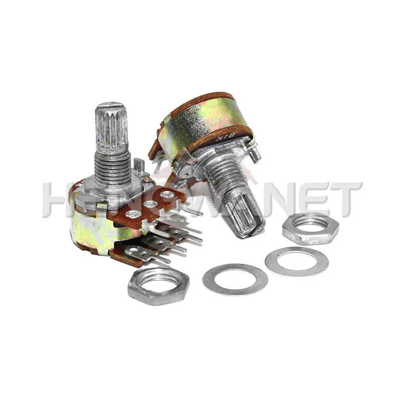 WH148 6Pin 15mm Potentiometer B1K B2K B5K B10K B20K B50K B100K B500K B1M Shaft with Nuts and Washers Linear Potentiometers