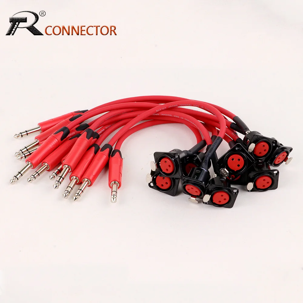 10pcs XLR Female to 6.35mm TRS,XLR Pass Through Cable for Stage Box,Patch Panel,Floor Box-No Solder for Pro Audio Installations