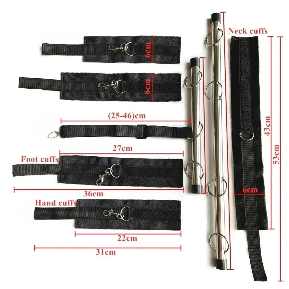 BDSM Bondage Kit Spreader Bar Handcuffs Ankle Cuffs Fetish Restraints Set Sex Toys for Couples секс игрушки sex toys