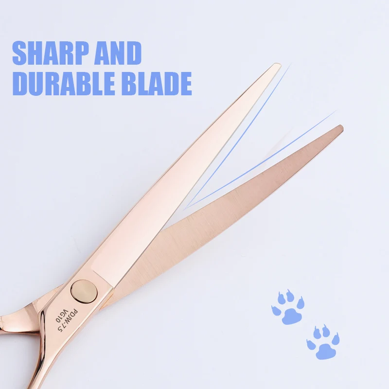 FIRELION Professional VG10 6.5/7.0/7.5 Inch Dog Grooming Curve Cutting Scissors Animal Gold Pet Super Curved Scissors for Dogs
