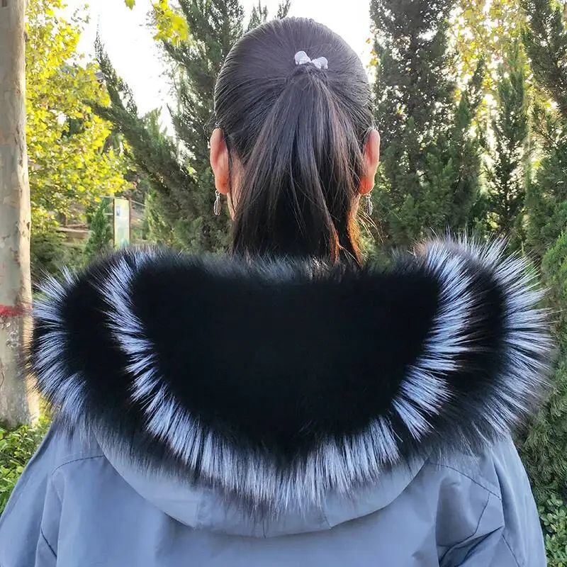 Super Large 100% vera pelliccia di volpe collo cappuccio Decor collo di pelliccia per piumino donna inverno caldo sciarpa di pelliccia scialle di
