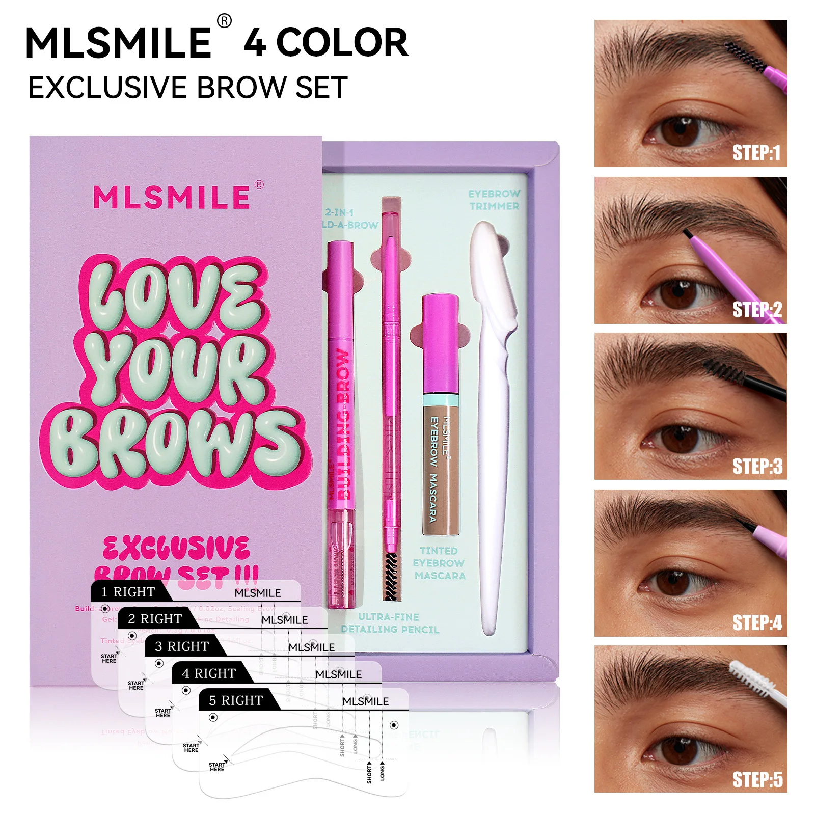 MLSMILE-EyebloggSet 2-en-1 Styling Water, Double-Head Brow Pays l, Dye Brow Liquid, Eyebloguke Knife, Card, Makeup Tool