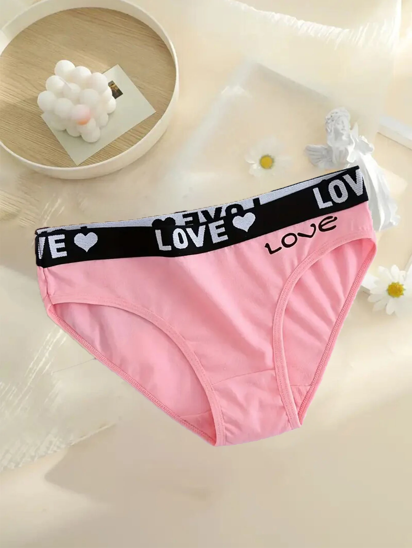 กางเกงในพิมพ์ลายตัวอักษร 5 ชิ้น, กางเกงชั้นในสตรียืดสบายและระบายอากาศได้, ชุดชั้นในสตรีและชุดชั้นใน