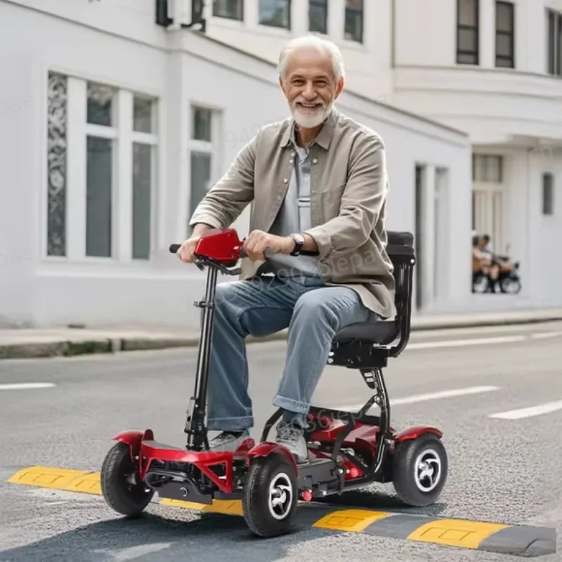 Four-wheel Foldable Lightweight Small Elderly Scooter Household Electric Four-wheeler Safe and Stable