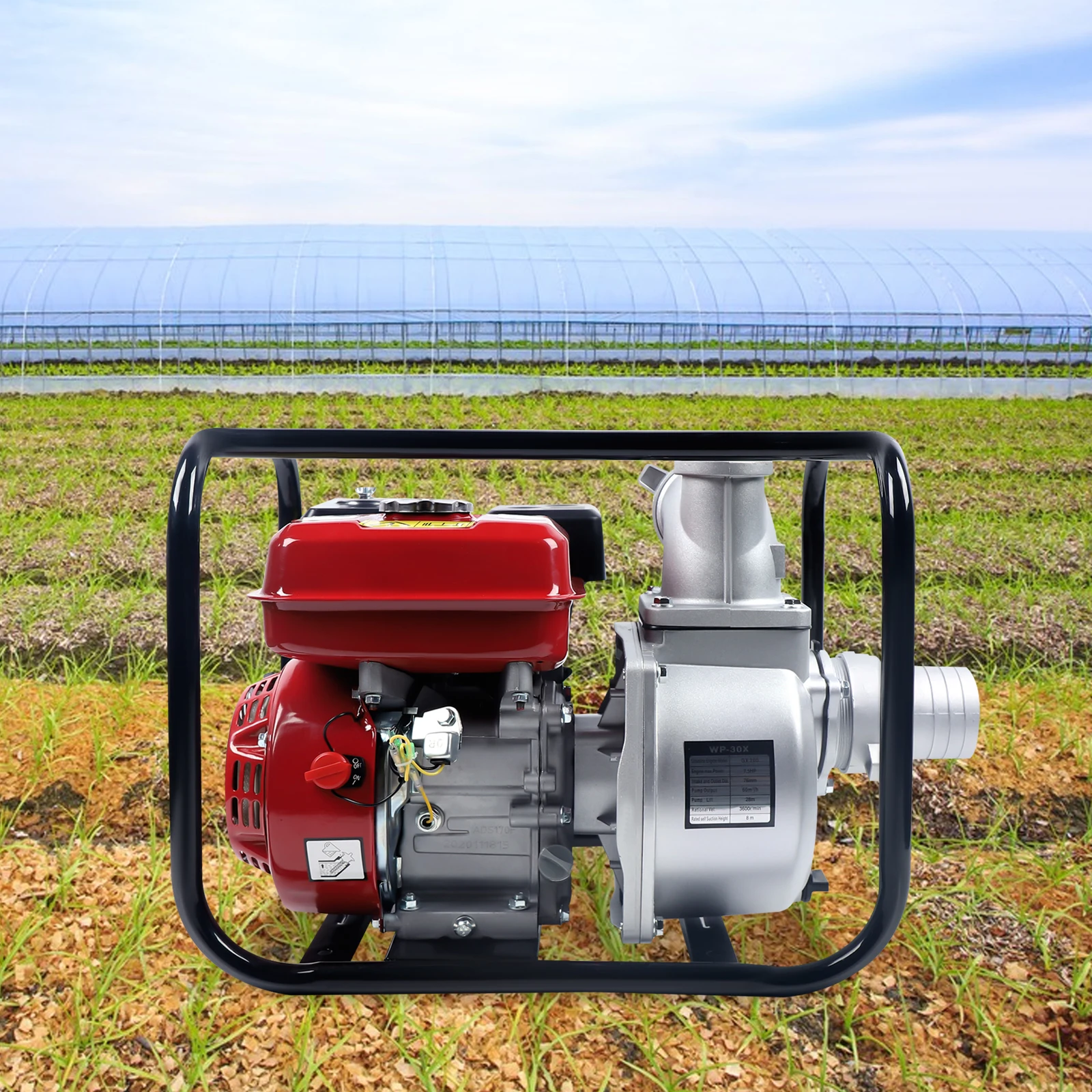 Gasoline Engine Water Pump, 3 Inch 7.5 HP 4 Stroke Gas Powered Trash Water Transfer Pump High Pressure Pump For Irrigation Pool