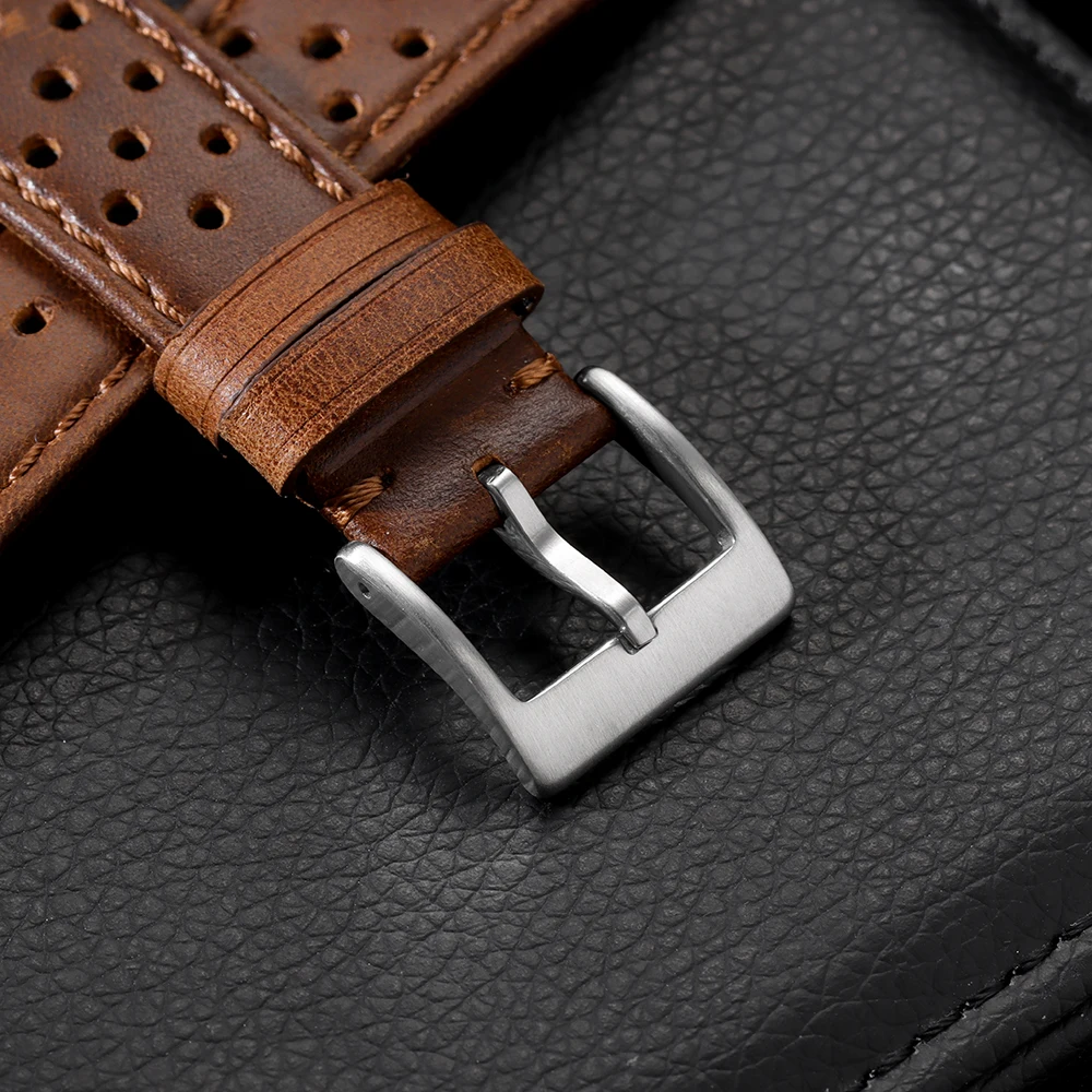 18mm 20mm 22mm Vintage Echtleder-Armband Universelles Rindsleder-Uhrenarmband Poliert & Matt Atmungsaktives Armband Sportgürtel-Accessoire – Detail 10