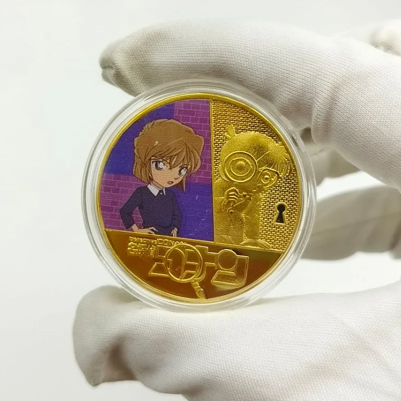 Anime Detective Conan Cartoon Commemorative Medal Conan Mouri Ran Haibara Ai Collection Metal Coin Kids Toys Christmas Gifts