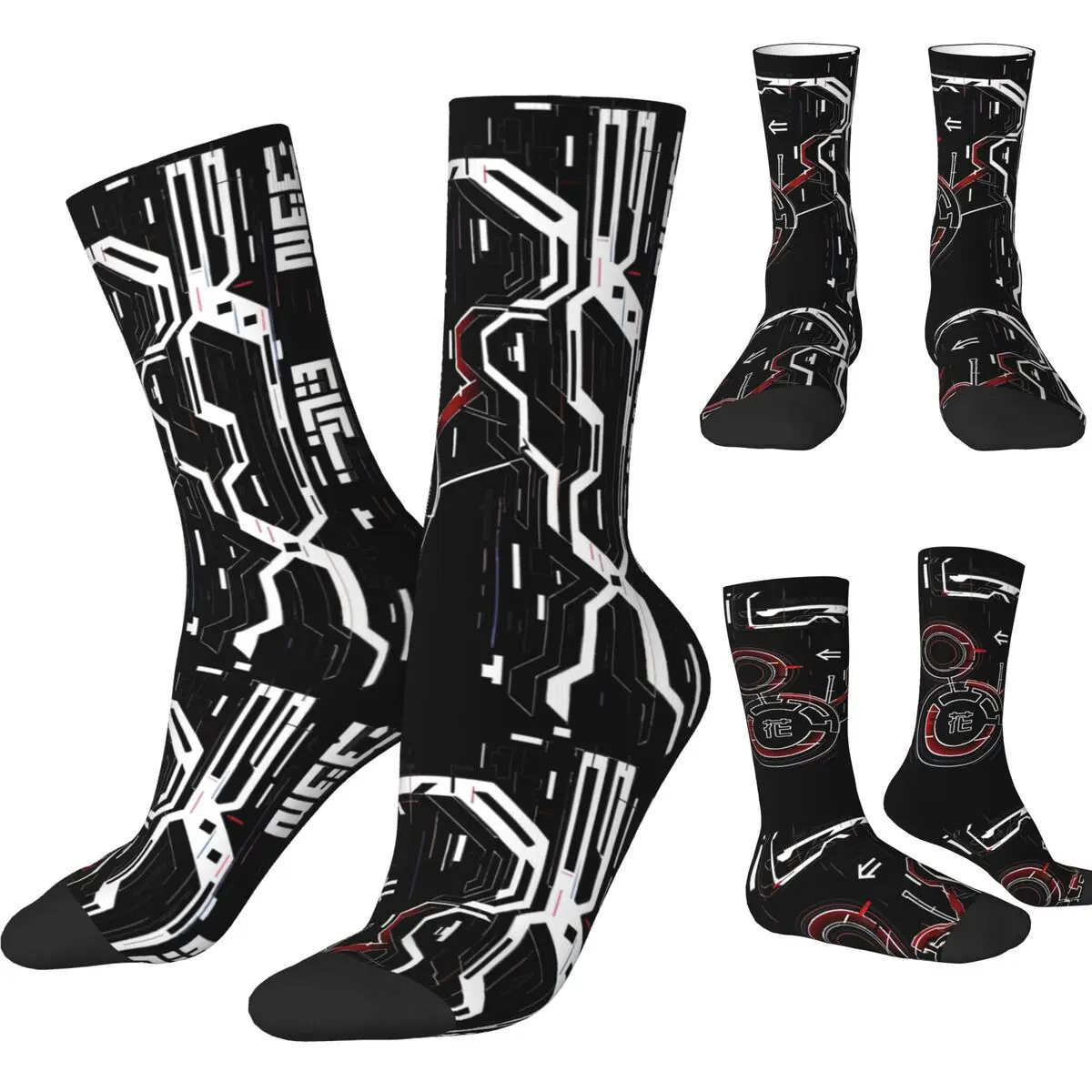 

Cybernetic Flower Techwear Socks Vintage Stockings Winter Non Slip Couple Socks Quality Custom Running Socks