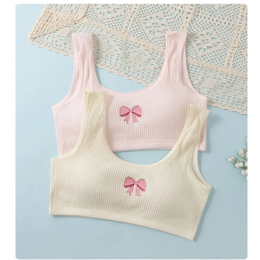 Хлопковые детские топы без рукавов, дышащий жилет с бантом, нижнее белье, удобные в ношении, развивающие бюстгальтеры