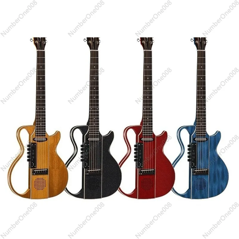 Smart Silent Guitar with Solid Top 41 Inch, Portable Acoustic Electric Practice Instrument for Adults Beginners Kids