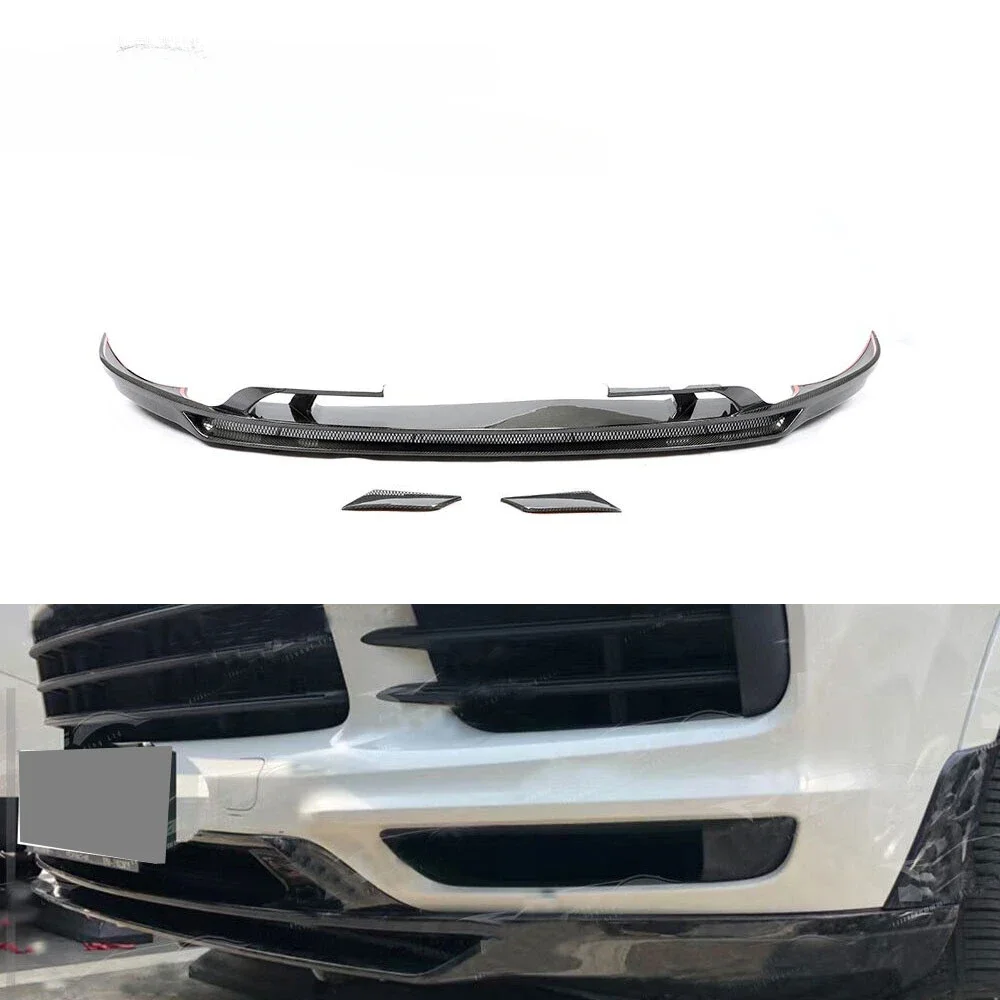 JCSPORTLINE Carbon Fiber Front Bumper Lip for Porsche Cayenne Sport Utility 4-Door 2018-2019