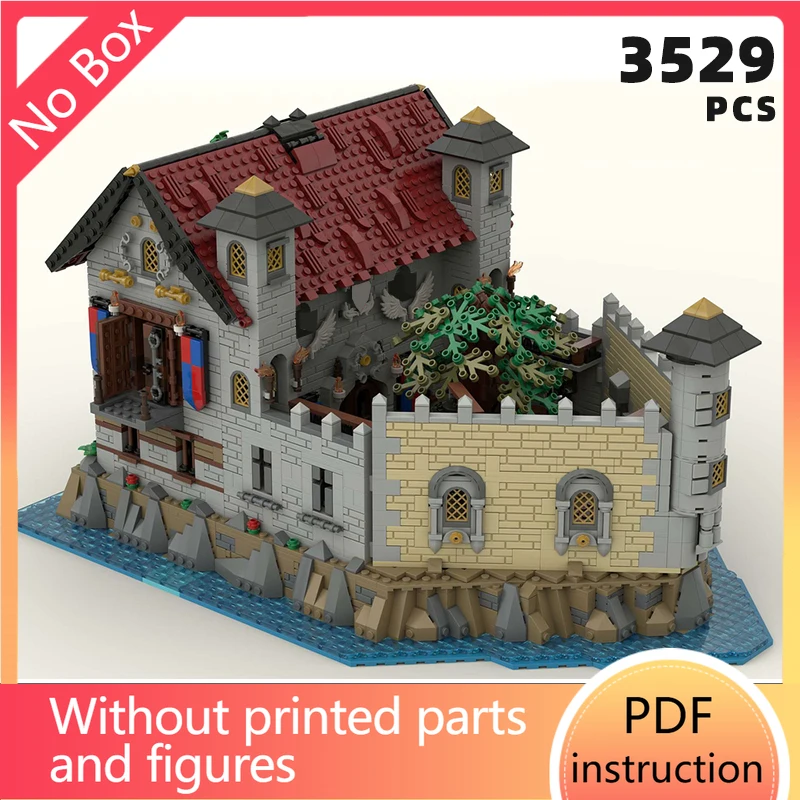 Autêntico medieval prisão diorama tijolos castelo ilha blocos moc arquitetura de construção marinha real único piratas ilha exibição