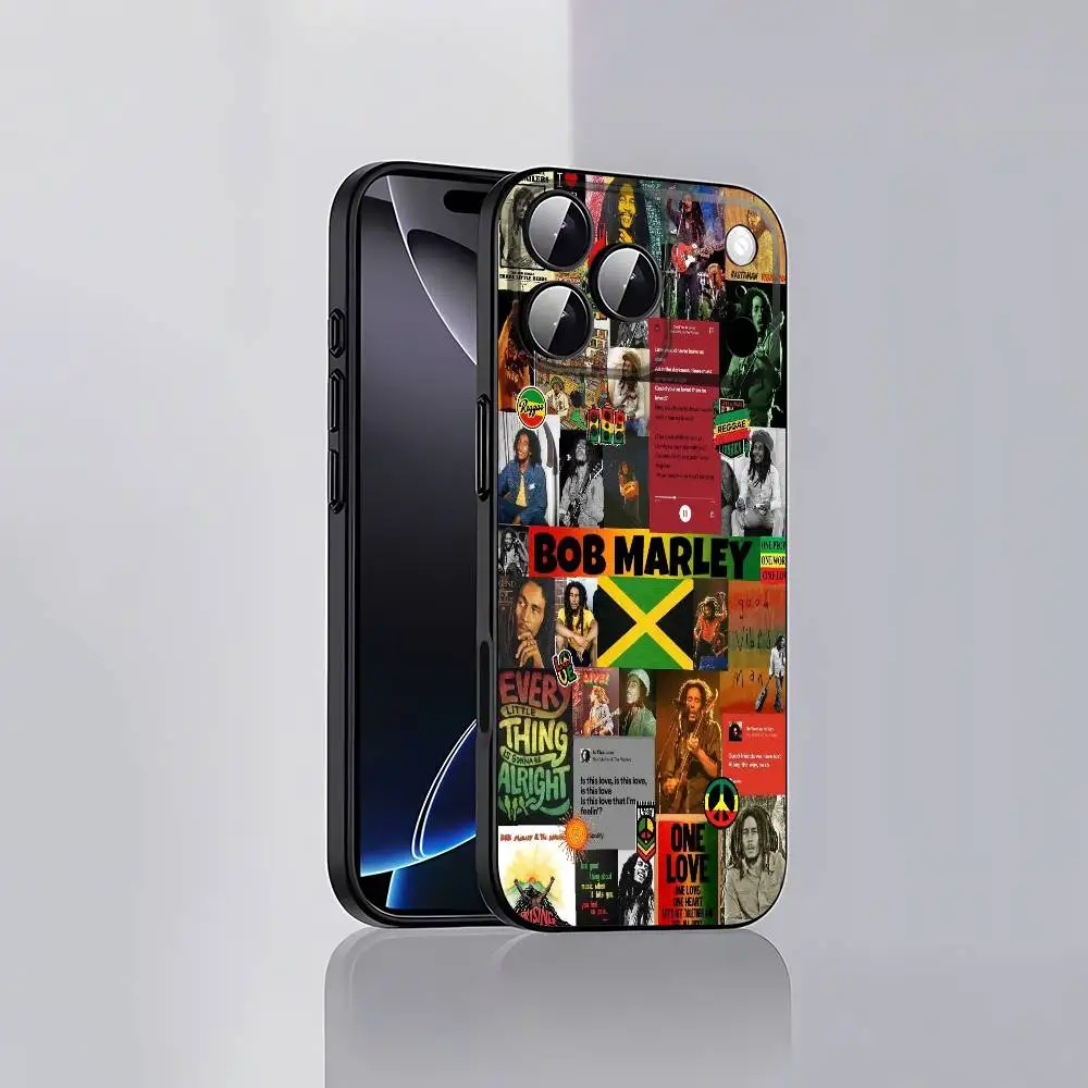 حافظة هاتف Bob Jamaican Singer M-Marley لهاتف iPhone 17,16,15,14,13,12,Pro,Max,Plus,E,SE4,Air,Mini Black Soft Cover #6