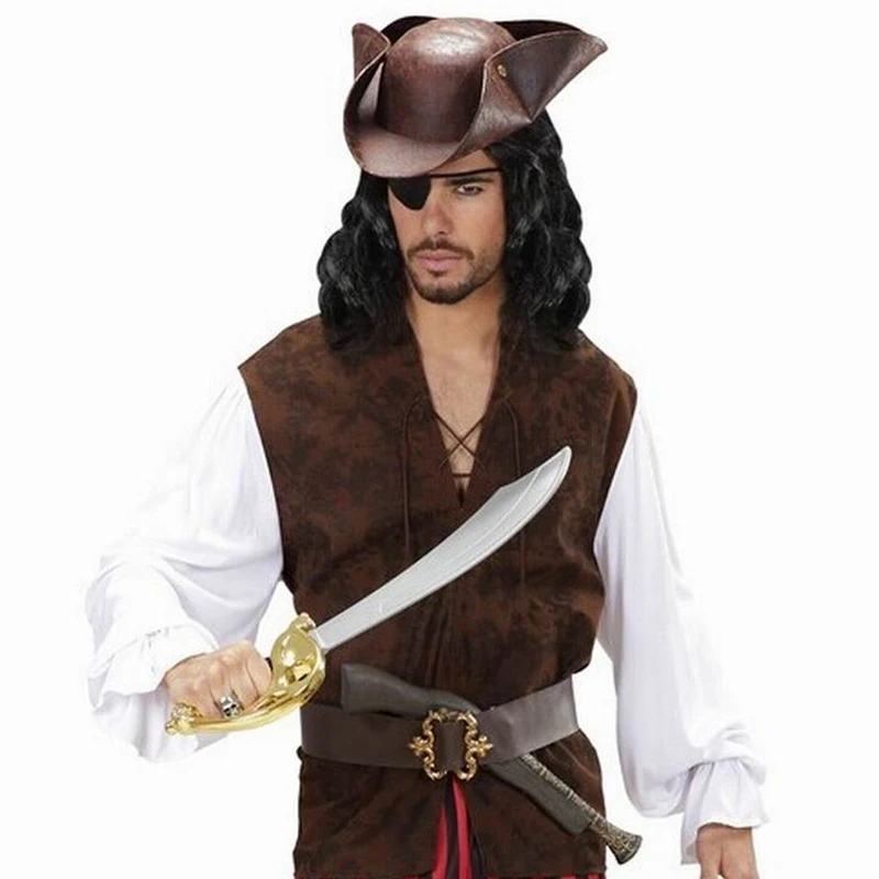 Film piraci z karaibów Jack Sparrow Jackie Cosplay kapelusze Unisex brązowy skórzany pirat Tricorn Cap kostium na Halloween rekwizyty