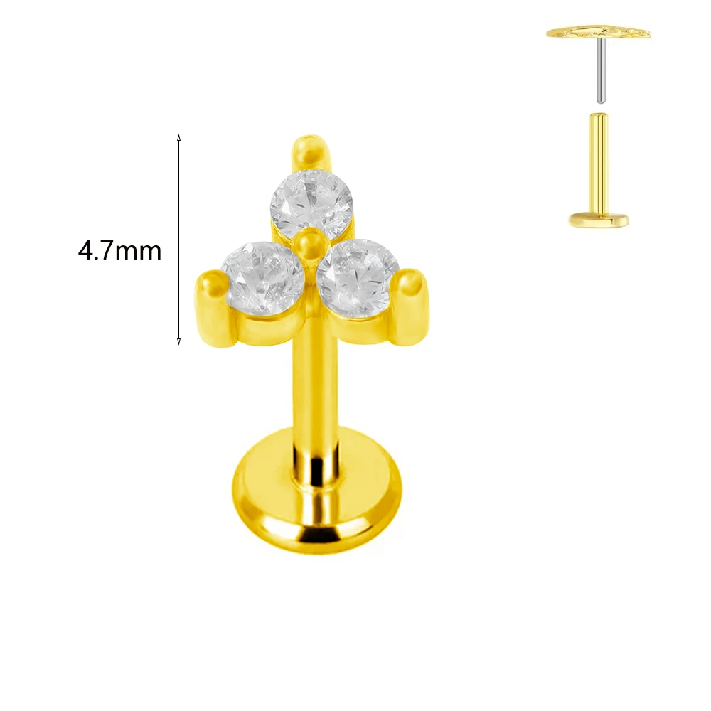 ASTM F136 G23 Titan Labret Piercing Seestern Ohrring Ohrstecker Bienenblatt Push In CZ Threadless Knorpel 16/18/20G Körperschmuck – Detail 5