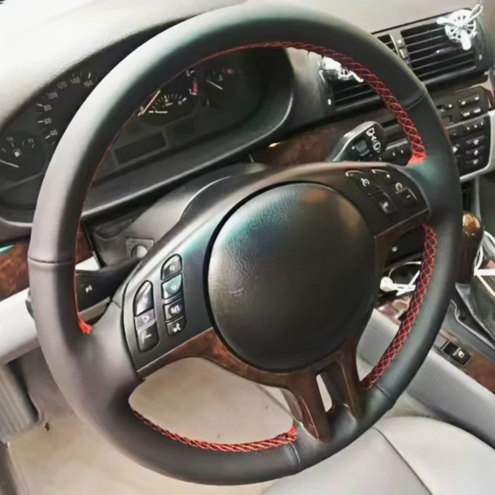Изготовленный на заказ чехол на руль автомобиля из микрофибры для BMW E46 M3 E39 330i 540i 525i 530i 330Ci 2001-2003 Avant рулевая пленка ﻿