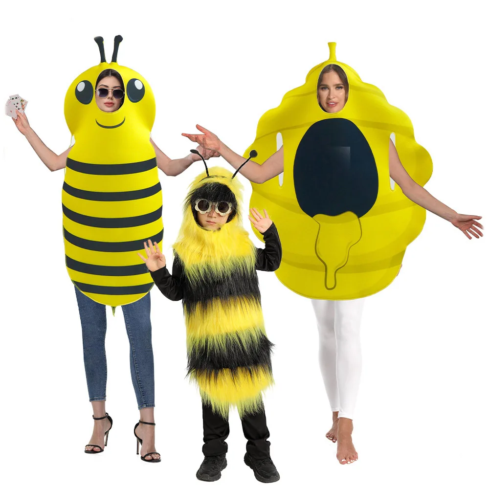 

2025 Halloween Funny Bee and Beehive Family Costume Adult Bumble Bee Fancy Dress Up Costume