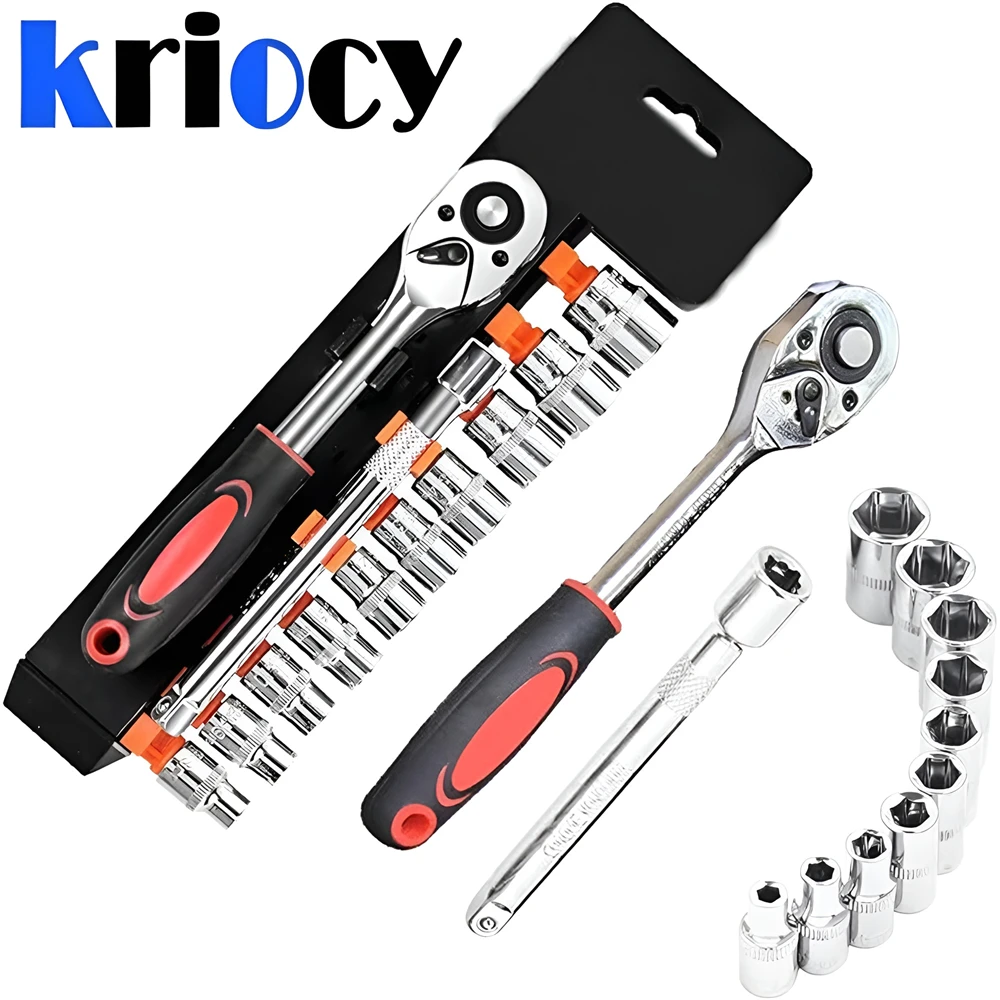 12PCS Ratchet Socket Wrench Set Torque Ratchet Wrench Car Boat Auto Repair Tools Ratchet Torque Quick Wrench Spanner Hand Tool