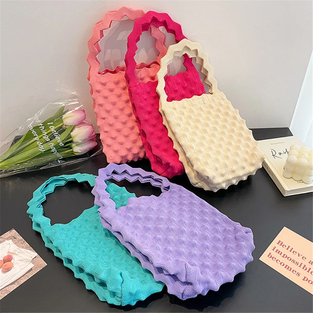 

Candy Color Knitted Pineapple Handbags Design Women Wrist Bag Casual ECO Tote Purse Student Reusable Shoping Bag Female Bag 2024