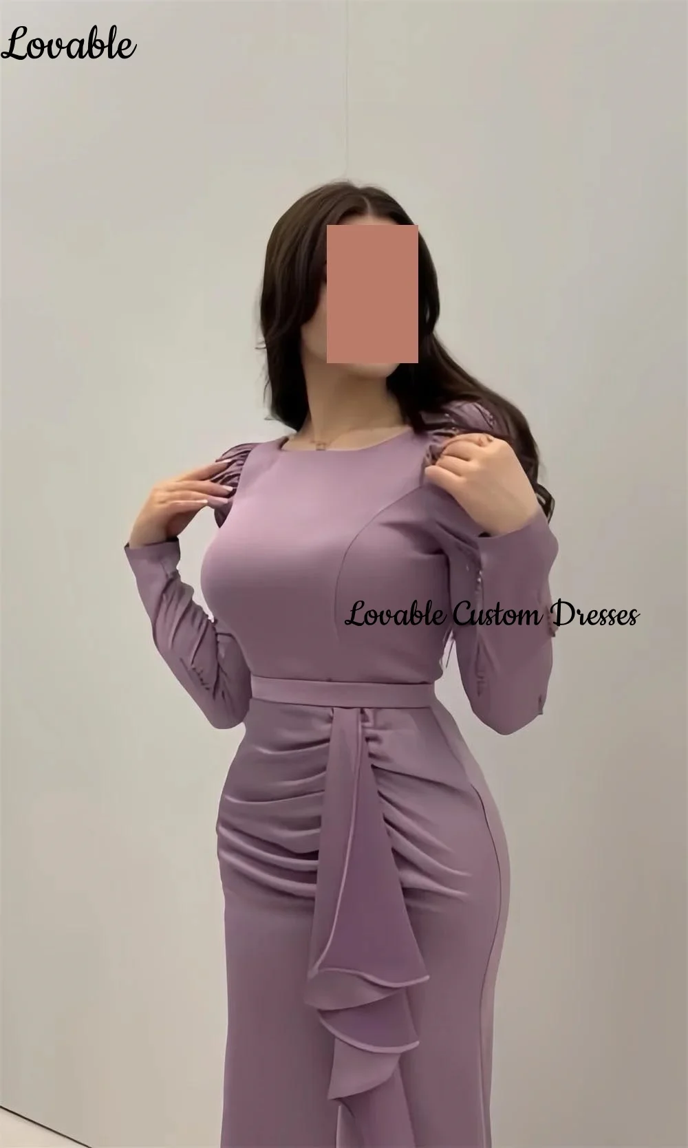 فساتين سهرة فاخرة مخصصة بحورية البحر وخط عنق سكوب بطول الأرض مطرزة بأكمام طويلة وسحاب للحفلات الأنيقة