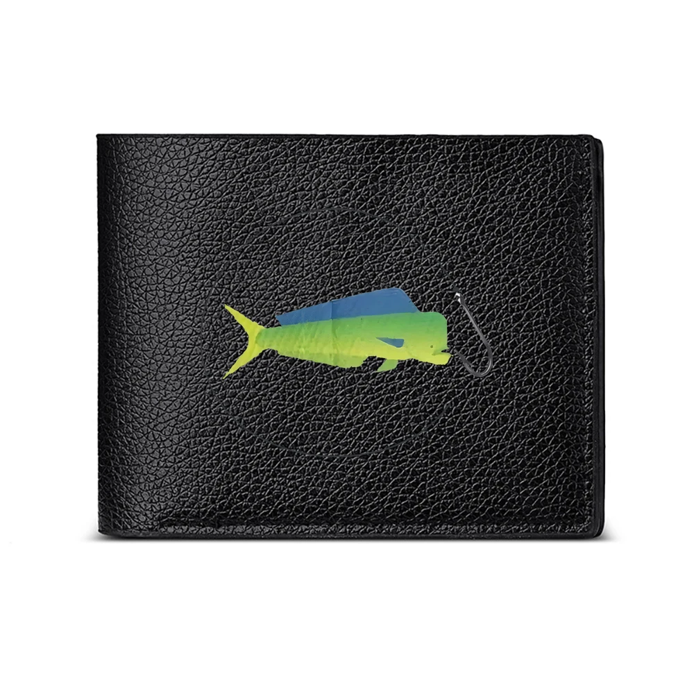 Green Mahi Mahi Fish With Hook Design Men's Wallet Card Holder Casual Business Fashion Print