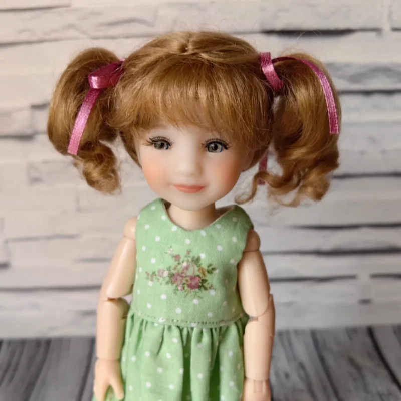 Fjusuns Toy Hair JD428 5-6inch 6-7inch 7-8inch Baby curl twintail Mohair BJD Wigs 1/8 1/6 1/4  OB11 Lati Yellow Doll Accessories