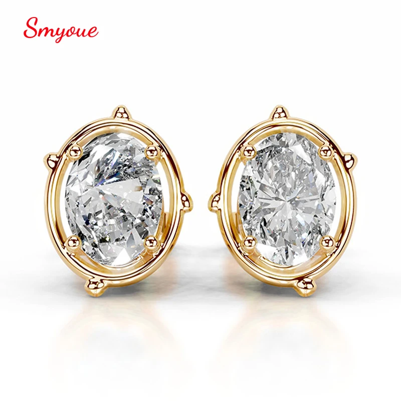 

Модные серьги-гвоздики Smyoue с покрытием из 18-каратного золота, 2 карата муассанита, для женщин, уникальный подарок на свадьбу, вечеринку, день рождения, из стерлингового серебра S925