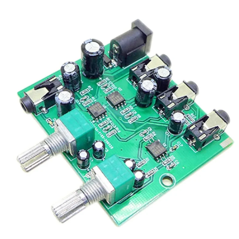 Excellent-AU-202 2 Input 2 Output Stereo Mixer Audio Distributor For Headphone External Power AMP Volume Alone Control
