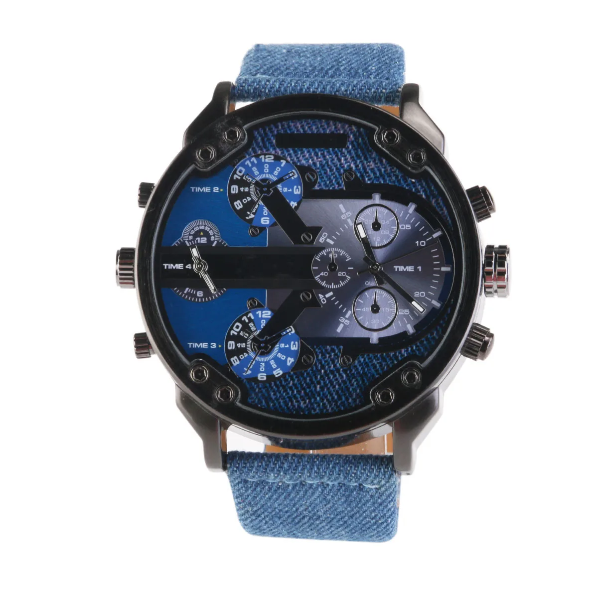 

Mens Watch 3548 Dual Time Display Dial Adjustable Cloth Band Precise Movement Not for Swimming