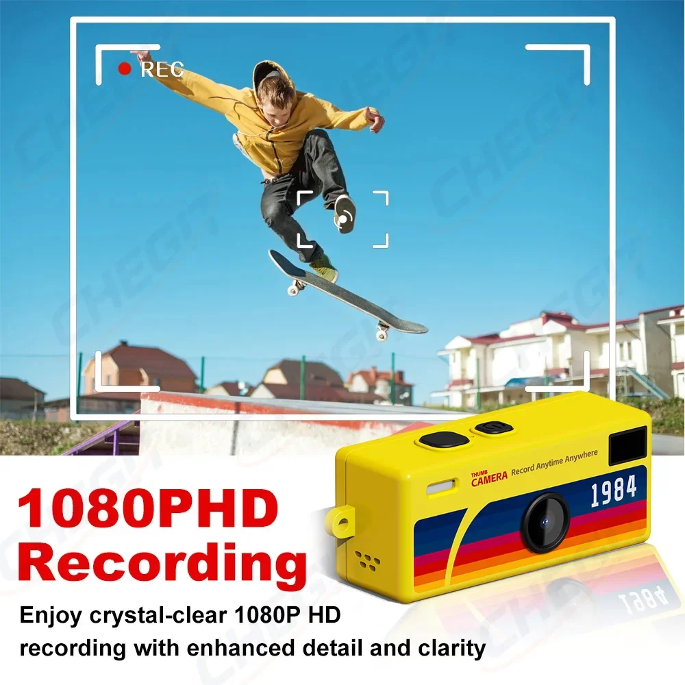 Hot-Selling Retro Mini Keychain Thumb Camera 1080P HD Recorder 130° Wide Angle LCD Screen Portable Camera Built-in Flash