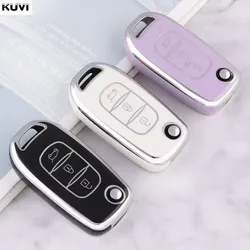 TPU Car Flip Key Case Cover Shell For Renault Kwid 2023 Kadjar Captur Megane Sandero Stepway Logan Clio 5 2022 Arkana 2020 2021
