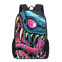 Art Painting Animal Snake Print School Bag for Teenager Girls Boys Kids Backpack Student Book Bags Daily Casual Travel Satchel