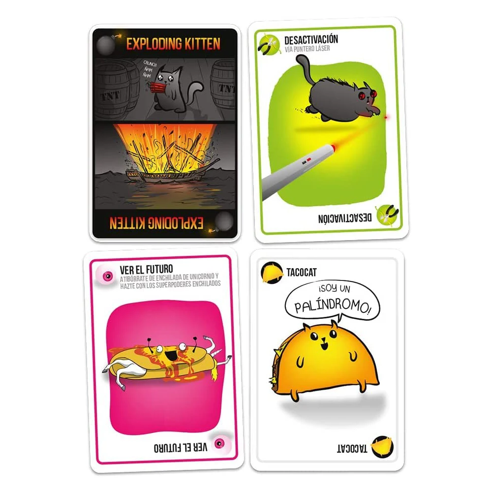 Exploding Kittens español Juego de cartas de gatitos explotantes, juegos de fiesta fáciles y amigables con la familia, juegos de