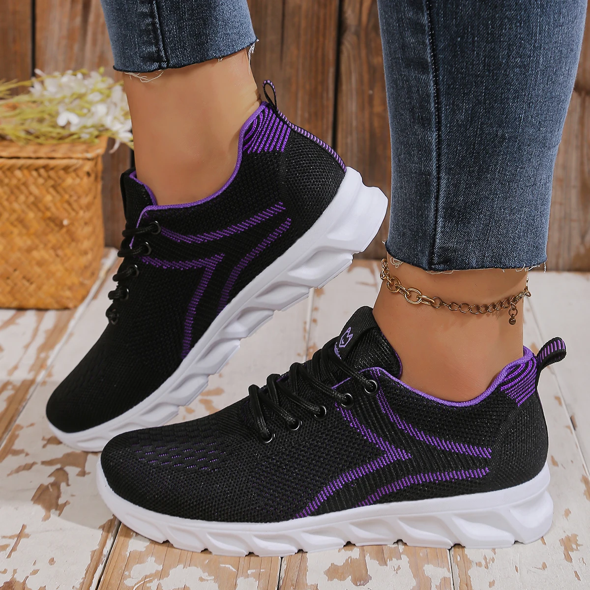2026 Frühjahr/Sommer Neuer Stil Damen-Sohlen-Schuhe – Fly-Weave Atmungsaktive, Bequeme, Weichlaufende Anti-Rutsch-Fitness-Schuhe – Detail 3