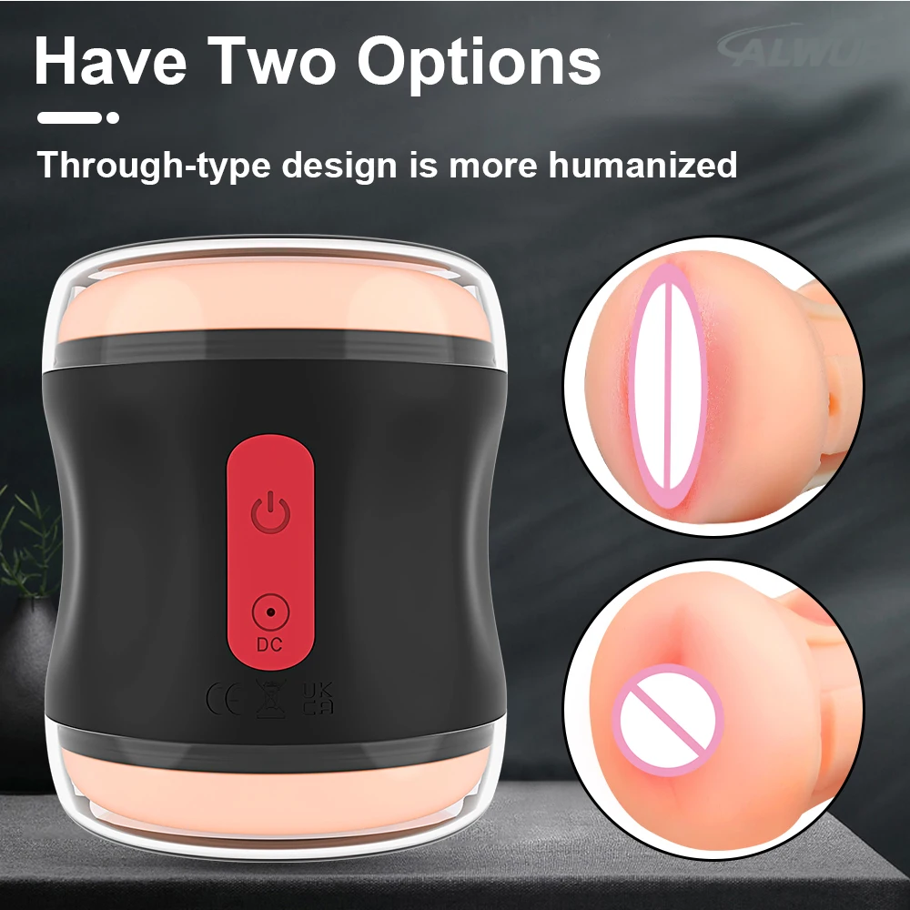 Automatic Male Masturbator Vibrating Pocket Pussy Open-ended Realistic Vagina Anal Masturbation Cup Adult Goods Sex Toy for Men